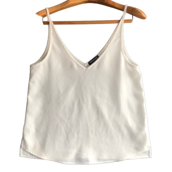 American Apparel White Crepe V-neck Flowy Tank Top - Picture 1 of 12
